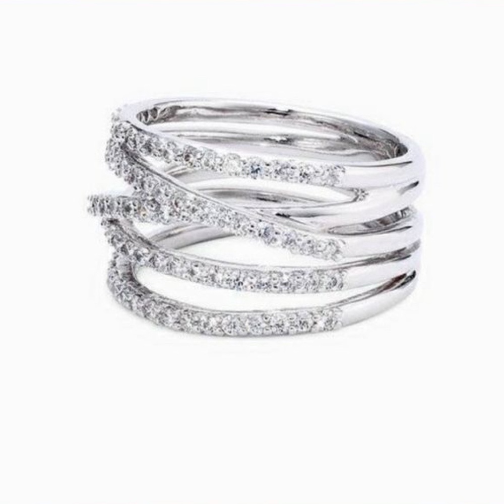 Stella & Dot - Stellar Pave Ring - Silver Size 6 EUC/No Box